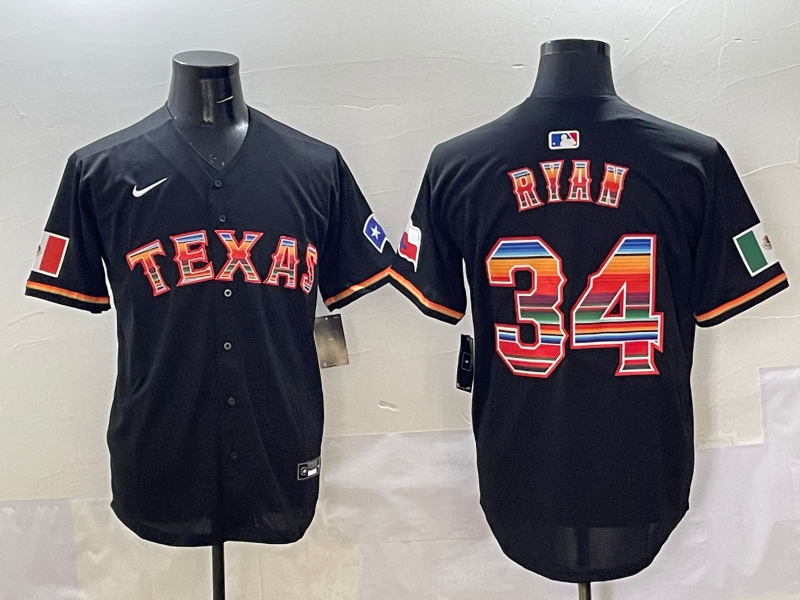 Men's Texas Rangers Nolan Ryan #34 Black Jersey
